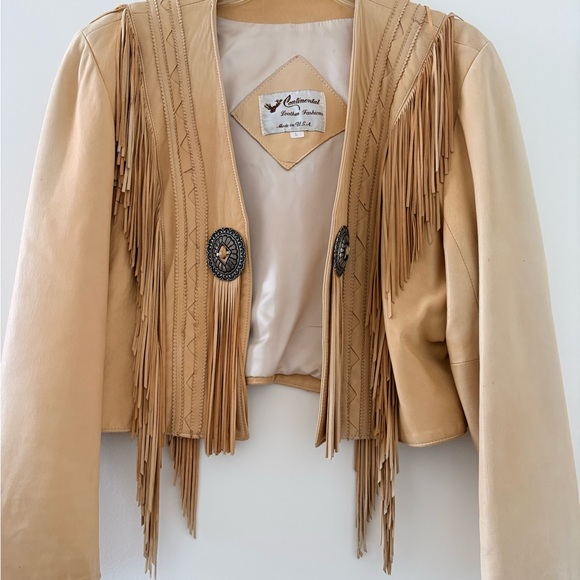 Contential Leather Jackets & Blazers - Women's Tan Western Leather Jacket with Fringe